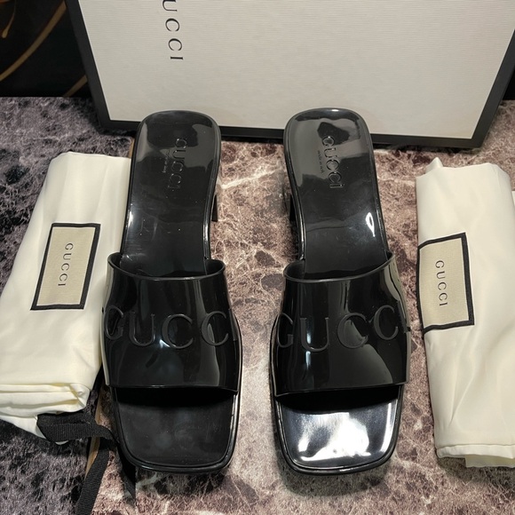 GUCCI 60mm Slide Sandal Black Rubber - Picture 5 of 10